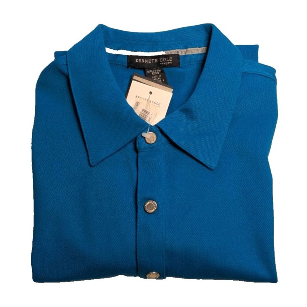 Kenneth Cole Men's Short Sleeve Polo Blue NWT  ( See Note on Size )